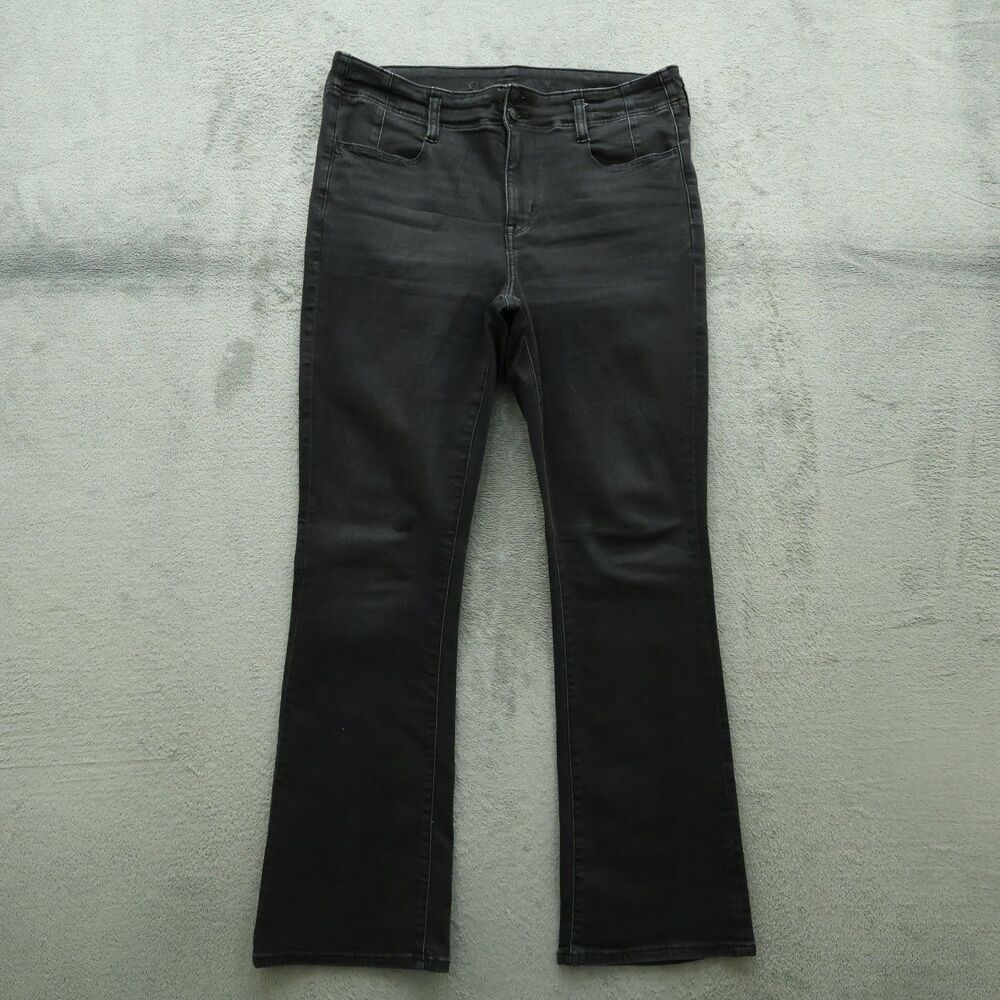 American Eagle Jeans Women's 14R Gray High-Rise Skinny Kick Denim 31.5" Inseam